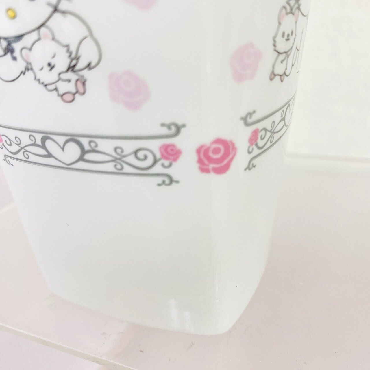 Sanrio Charmmy Charmy Kitty Pair Cup Mug White Cat Flower Ceramic Rose Kawaii