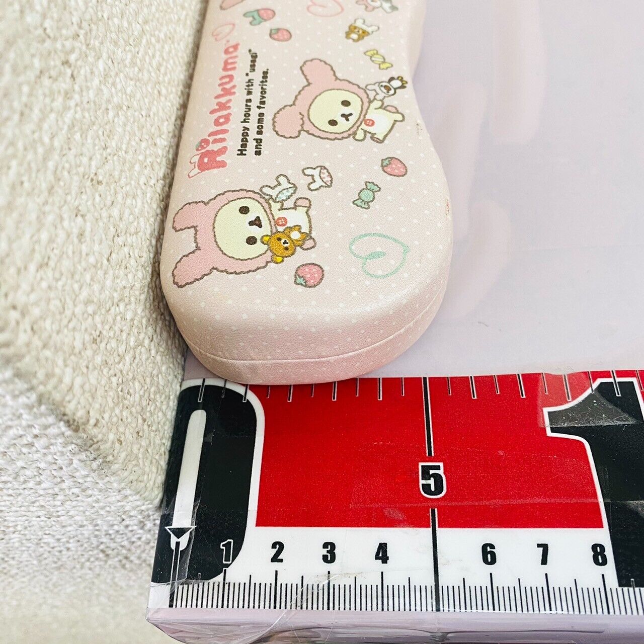 San-X Rilakkuma Korilakkuma Glasses Case Pink Rabbit Costume Strawberry Dot Rare