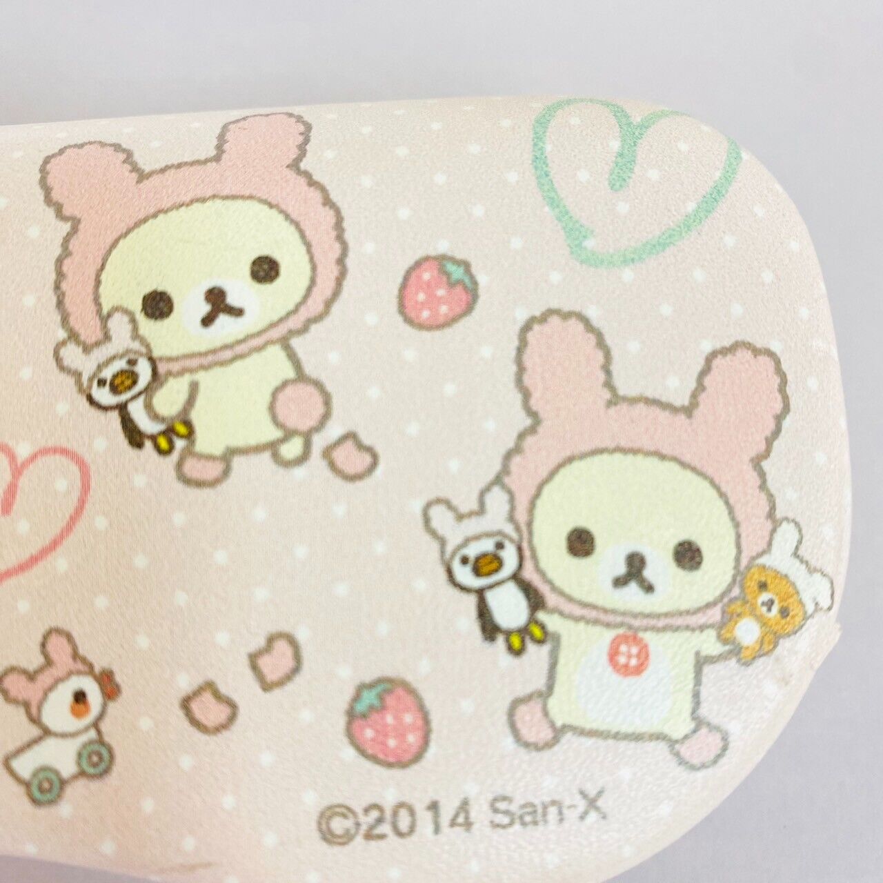 San-X Rilakkuma Korilakkuma Glasses Case Pink Rabbit Costume Strawberry Dot Rare