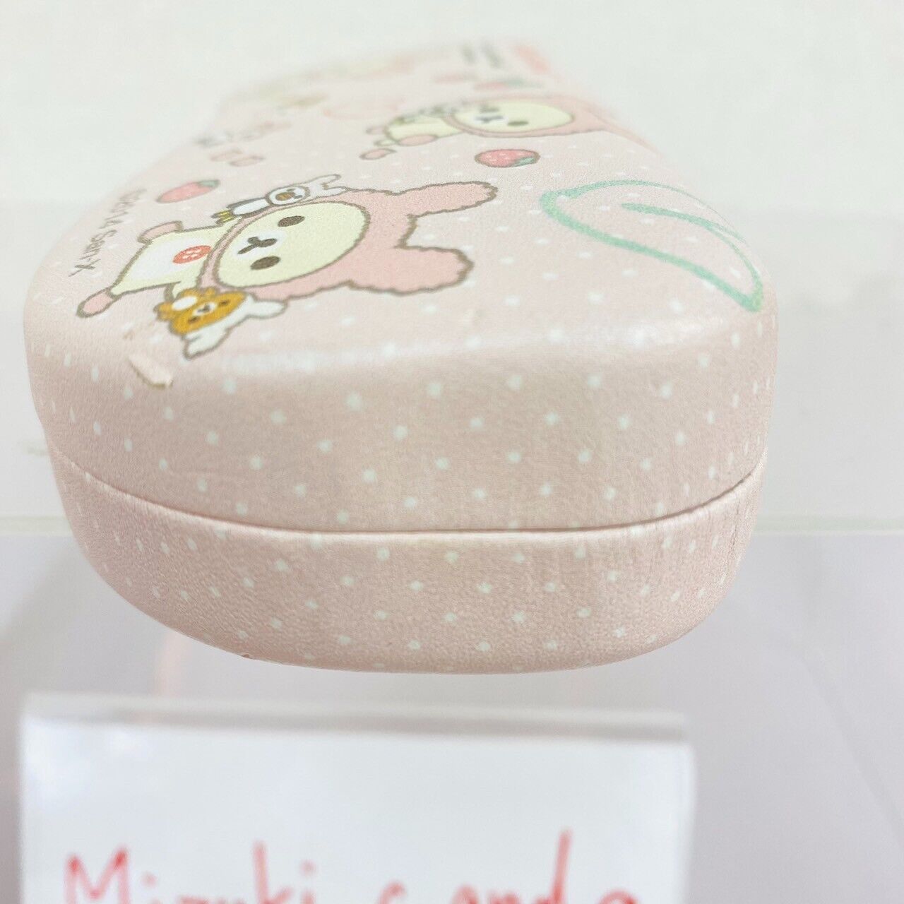 San-X Rilakkuma Korilakkuma Glasses Case Pink Rabbit Costume Strawberry Dot Rare