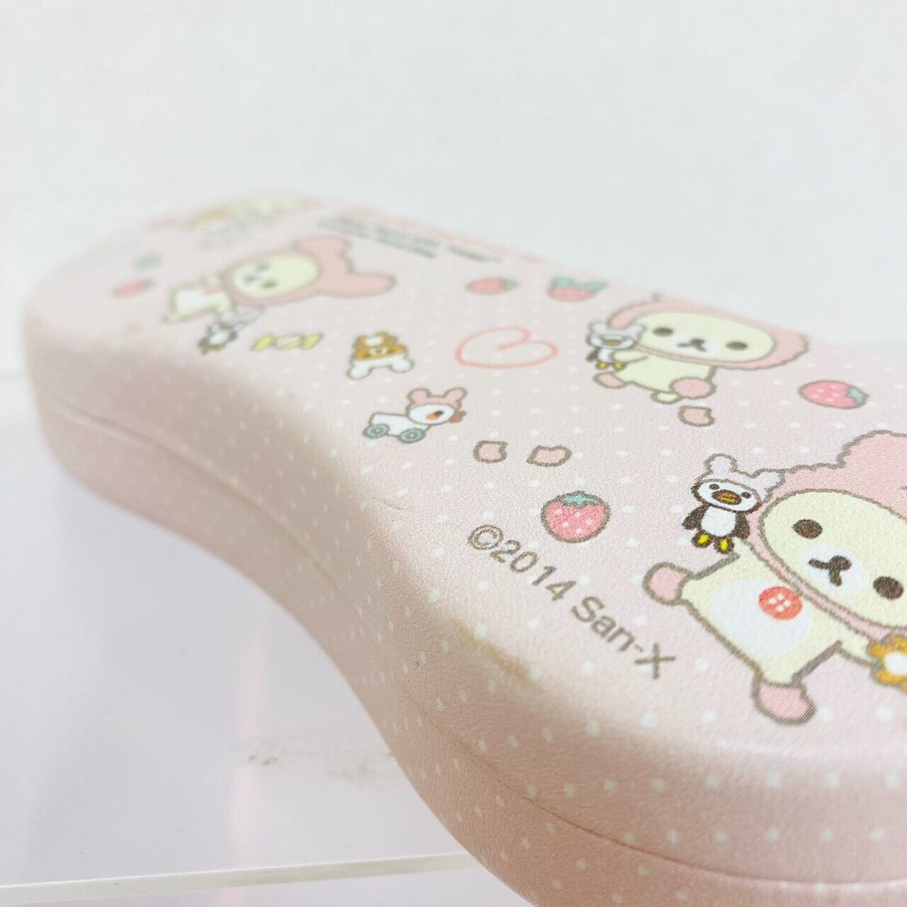 San-X Rilakkuma Korilakkuma Glasses Case Pink Rabbit Costume Strawberry Dot Rare