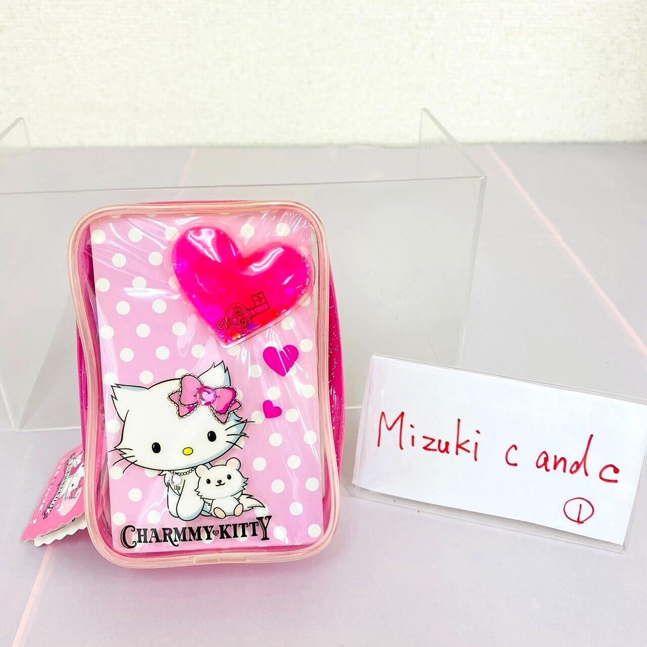 Sanrio Charmmy Charmy Kitty Pouch Pink Vinyl Heart Dot White Cat Cosme Lip Rare