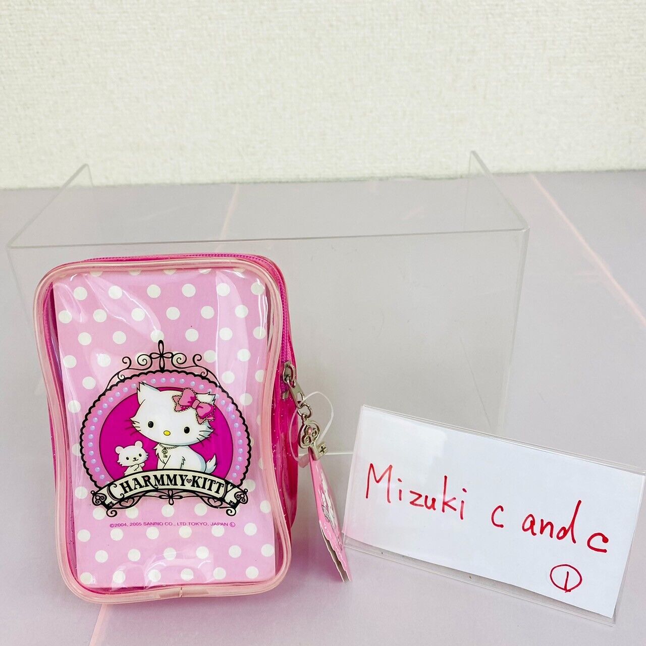 Sanrio Charmmy Charmy Kitty Pouch Pink Vinyl Heart Dot White Cat Cosme Lip Rare