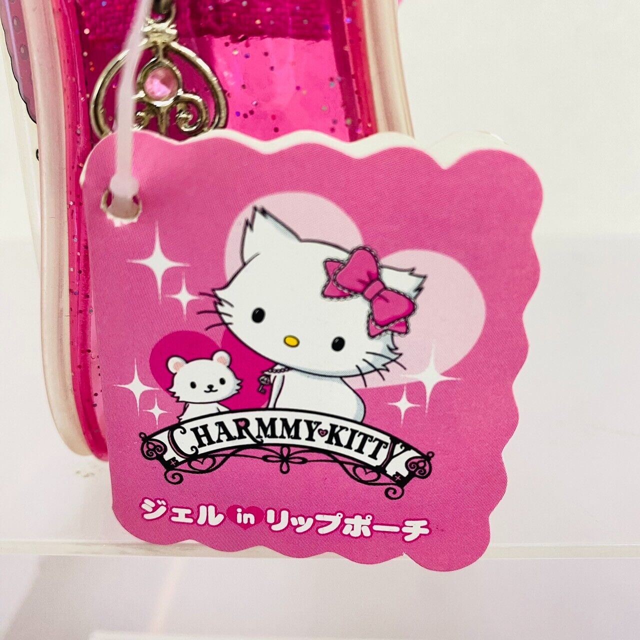 Sanrio Charmmy Charmy Kitty Pouch Pink Vinyl Heart Dot White Cat Cosme Lip Rare