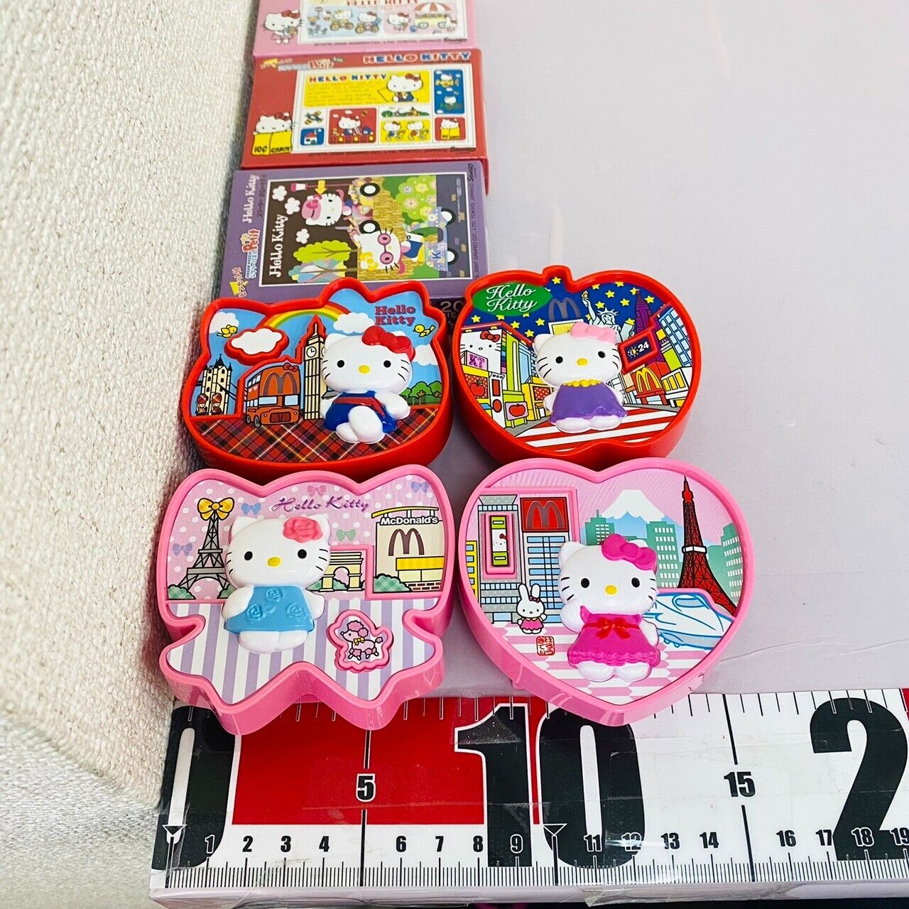 Sanrio Hello Kitty MacDonald Toy Set 7 Jigsaw Puzzle Ribbon Heart Cat Kawaii