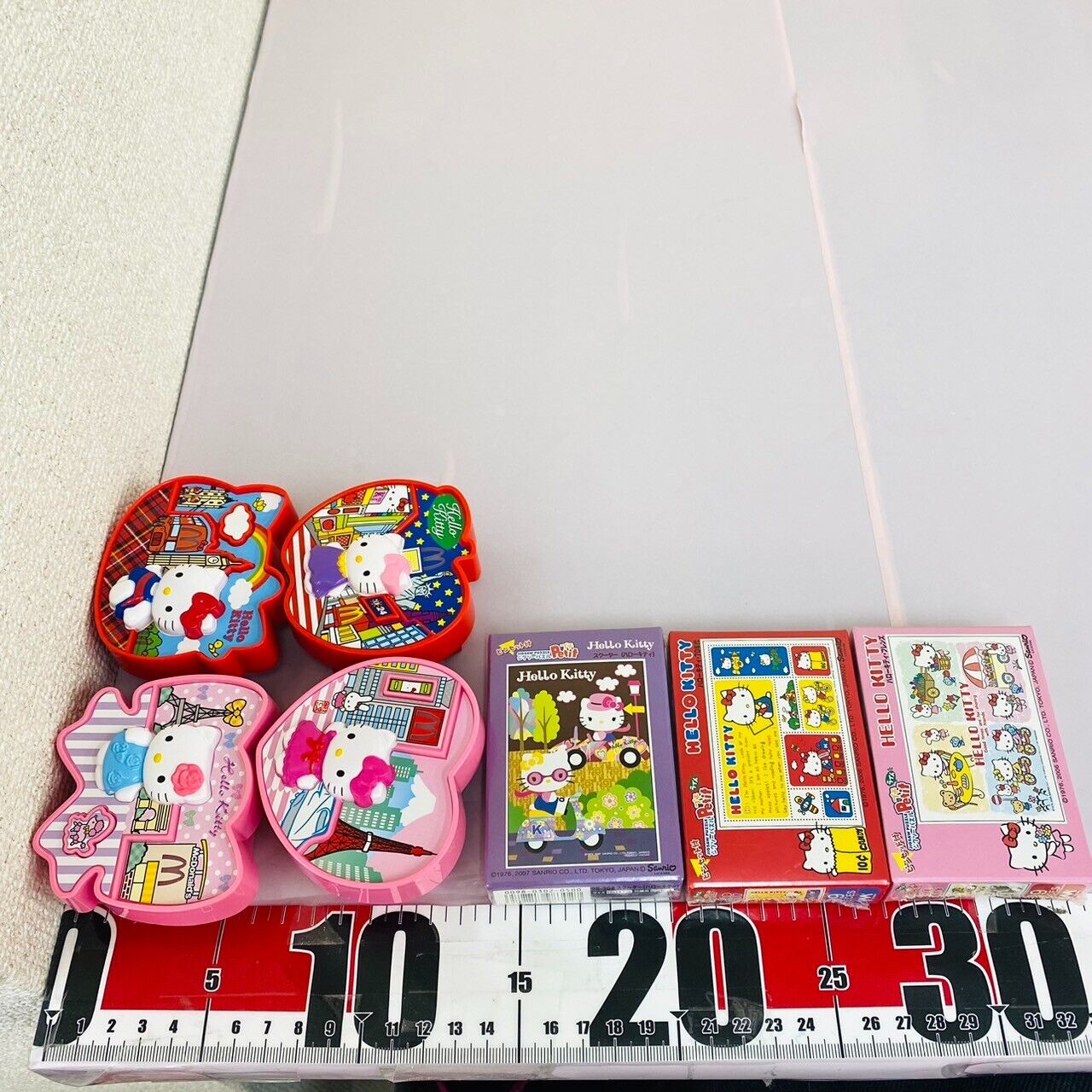 Sanrio Hello Kitty MacDonald Toy Set 7 Jigsaw Puzzle Ribbon Heart Cat Kawaii