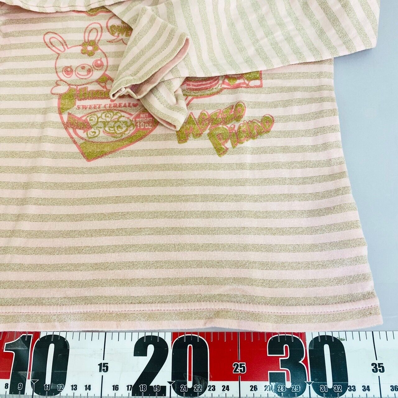 Mezzo Piano Kids Long Sleeve T-shirt 130cm Pink Stripe Rabbit Bear Cake Tops