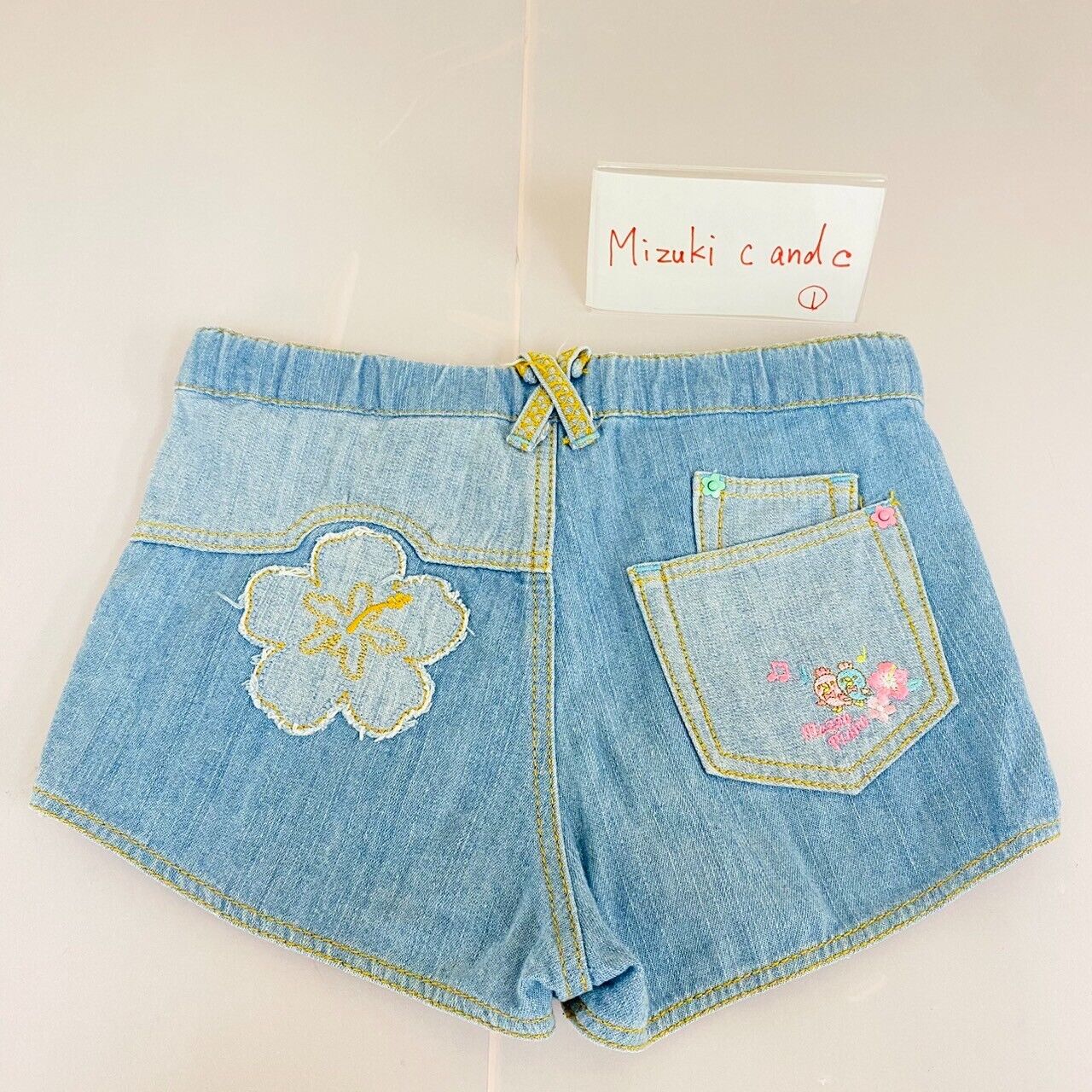 Mezzo Piano Short Pants Shorts 130cm Denim Blue Hibiscus Berrie-chan Rabbit Rare