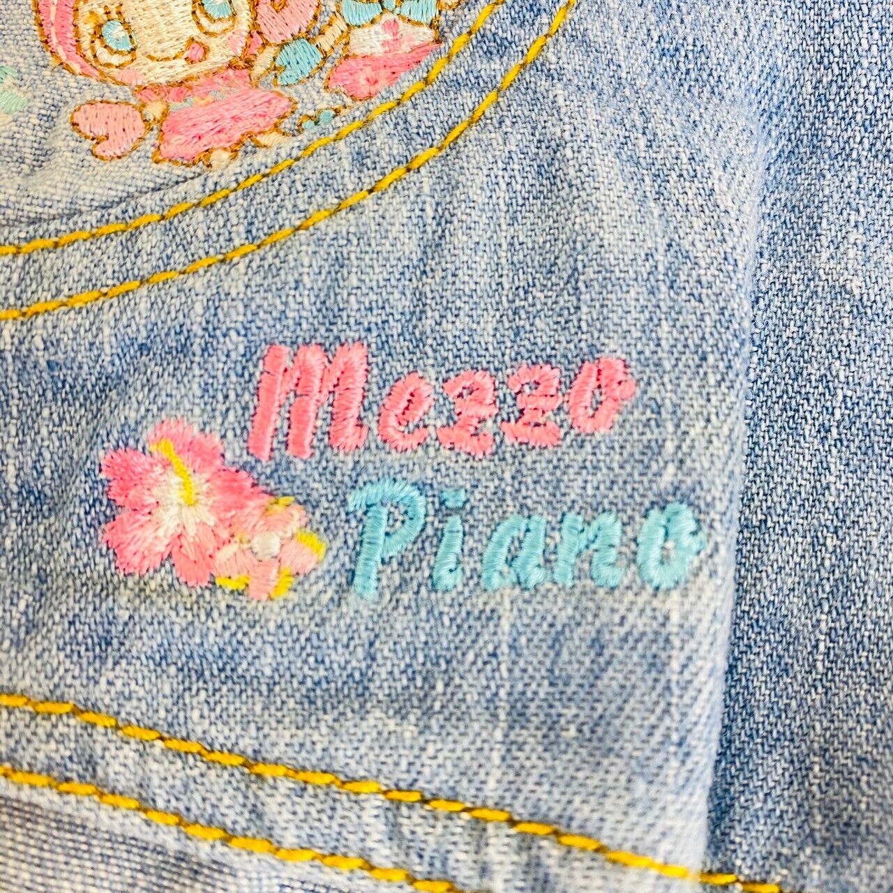 Mezzo Piano Short Pants Shorts 130cm Denim Blue Hibiscus Berrie-chan Rabbit Rare