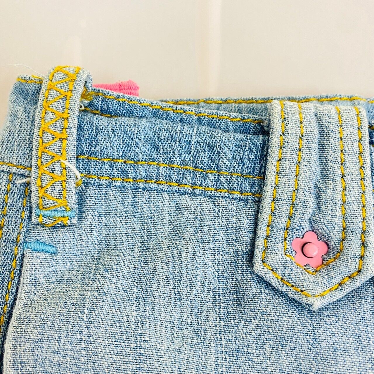 Mezzo Piano Short Pants Shorts 130cm Denim Blue Hibiscus Berrie-chan Rabbit Rare