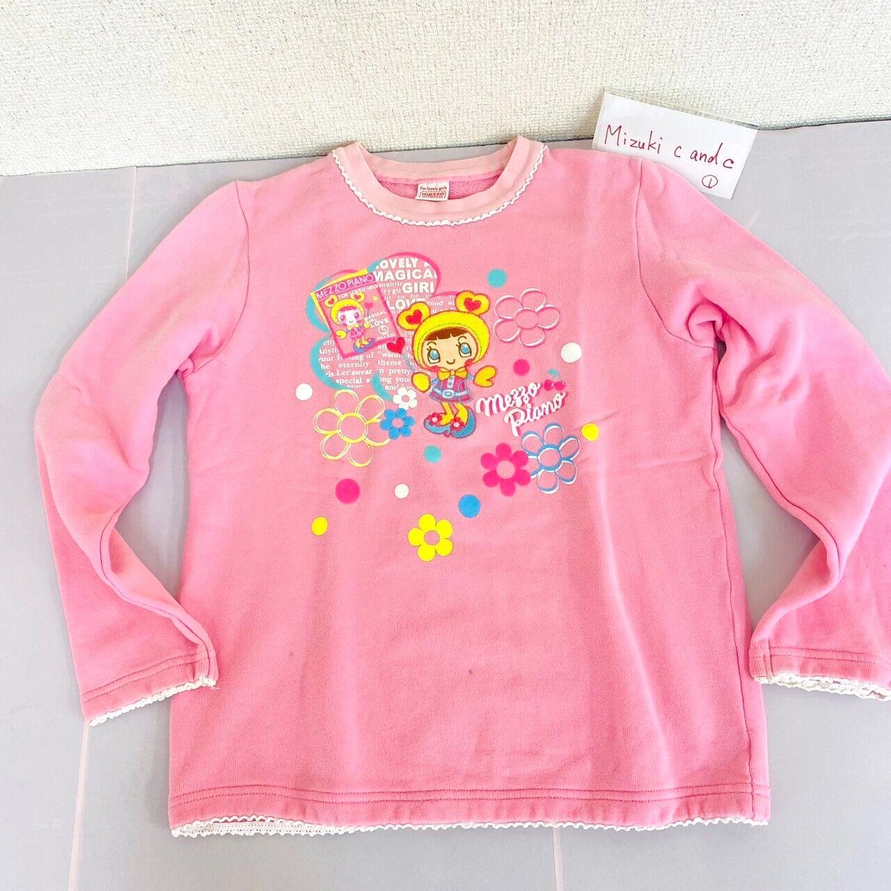 Mezzo Piano Kids Long Sleeve T-shirt 130cm Pink Flower Tops Clothing Kawaii Rare