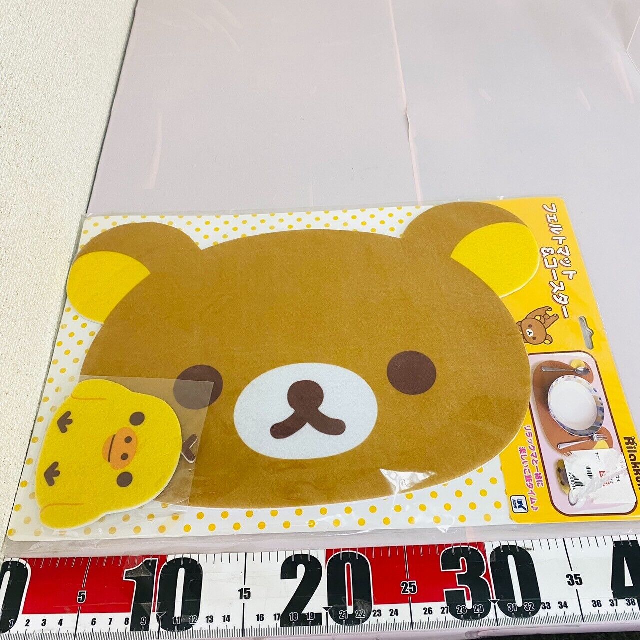 San-x Rilakkuma Kiiroitori Felt Mat Coaster Set Brown Bear Yellow Bird Kawaii