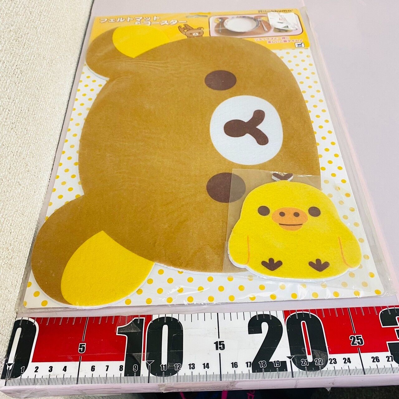 San-x Rilakkuma Kiiroitori Felt Mat Coaster Set Brown Bear Yellow Bird Kawaii