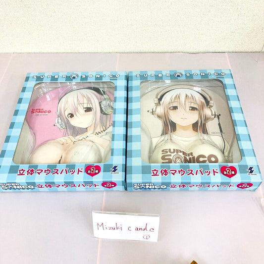 Super Sonico 3D Mouse Pad Set 2 Girl Headphone Game Anime Prize Kawaii Rare