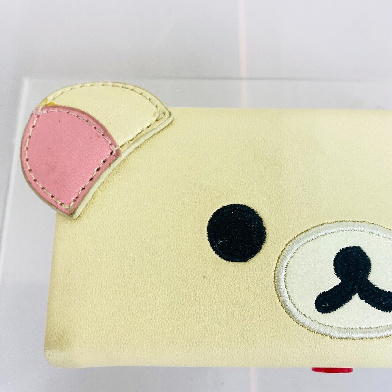 San-X Rilakkuma Korilakkuma Glasses Case Beige Pink Velor Character Kawaii Rare