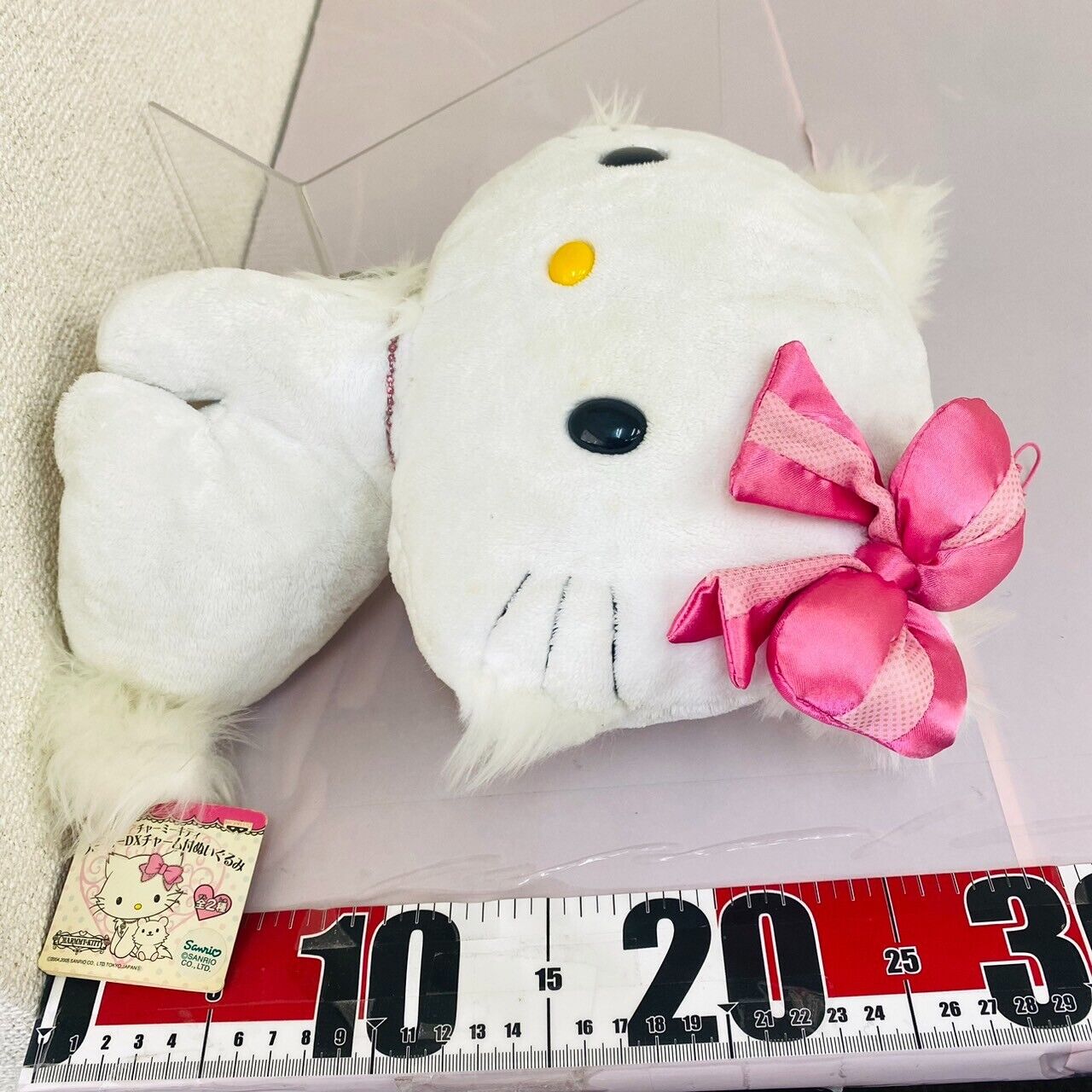 Sanrio Charmmy Charmy Kitty Plush Soft Stuffed Toy White Cat Super DX With Charm