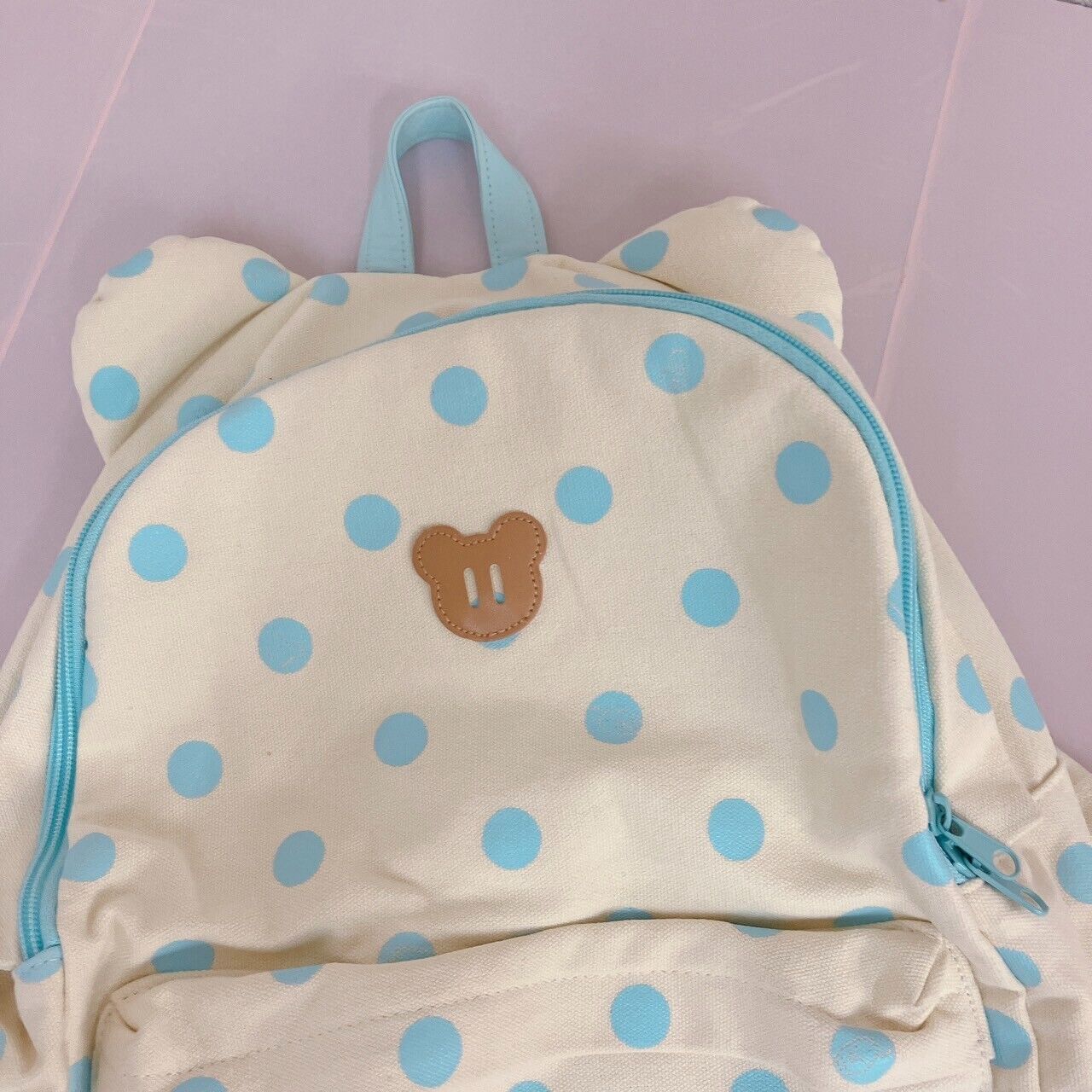 Sanrio Marumofu Biyori Backpack Rucksack School Bag Pass Case Plush Set Bear Dot