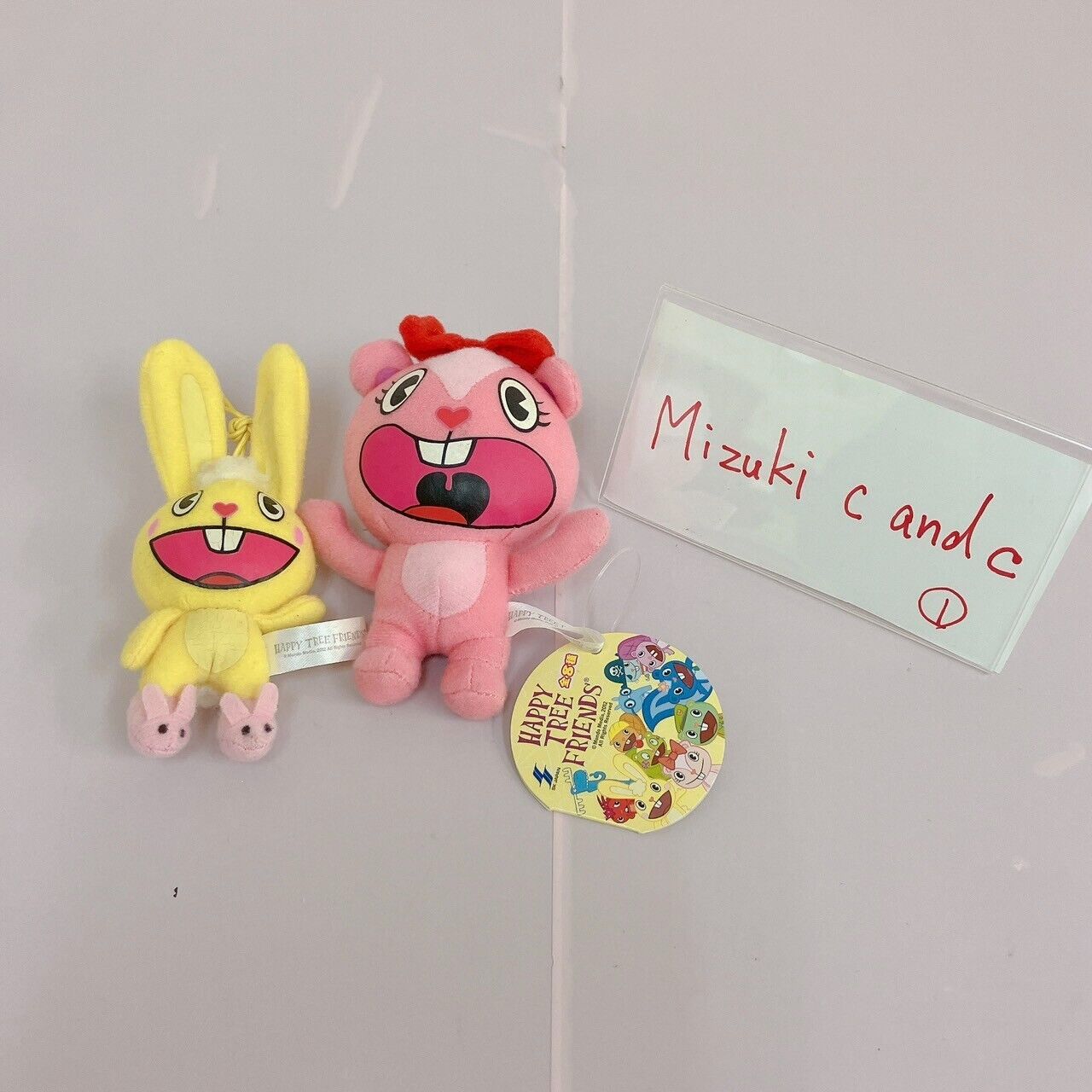 Happy Tree Friends Giggles Cuddles Plush Mascot Set 2 Yellow Pink Rabbit Kawaii