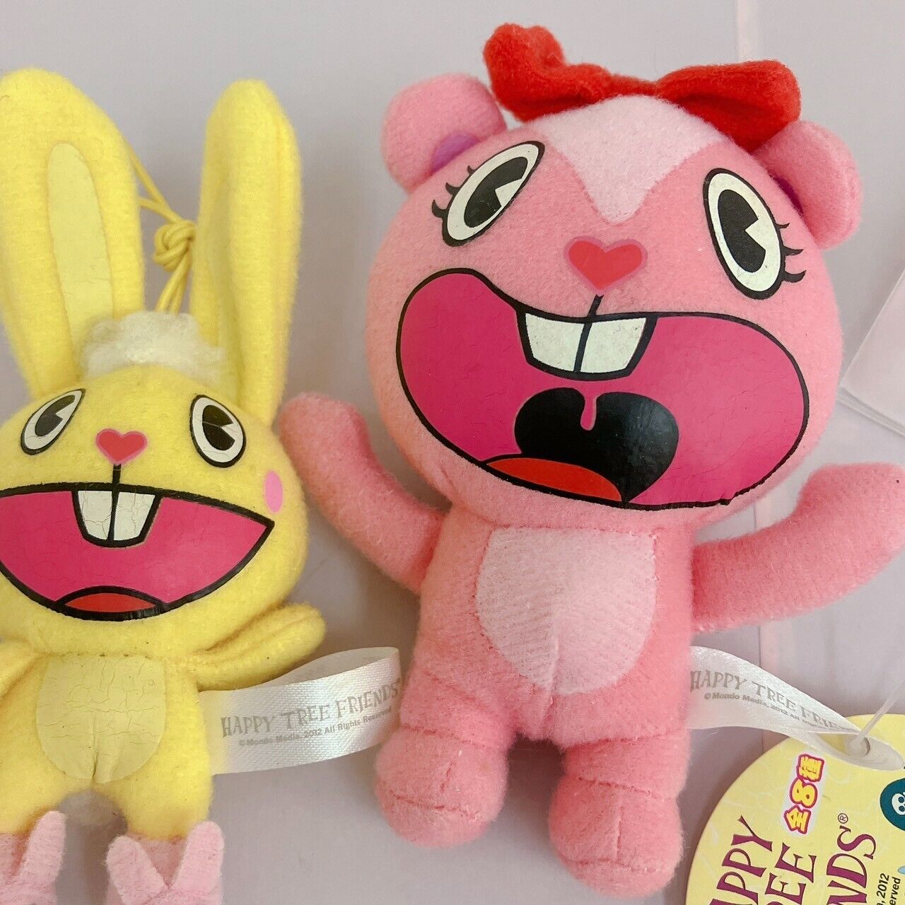 Happy Tree Friends Giggles Cuddles Plush Mascot Set 2 Yellow Pink Rabbit Kawaii