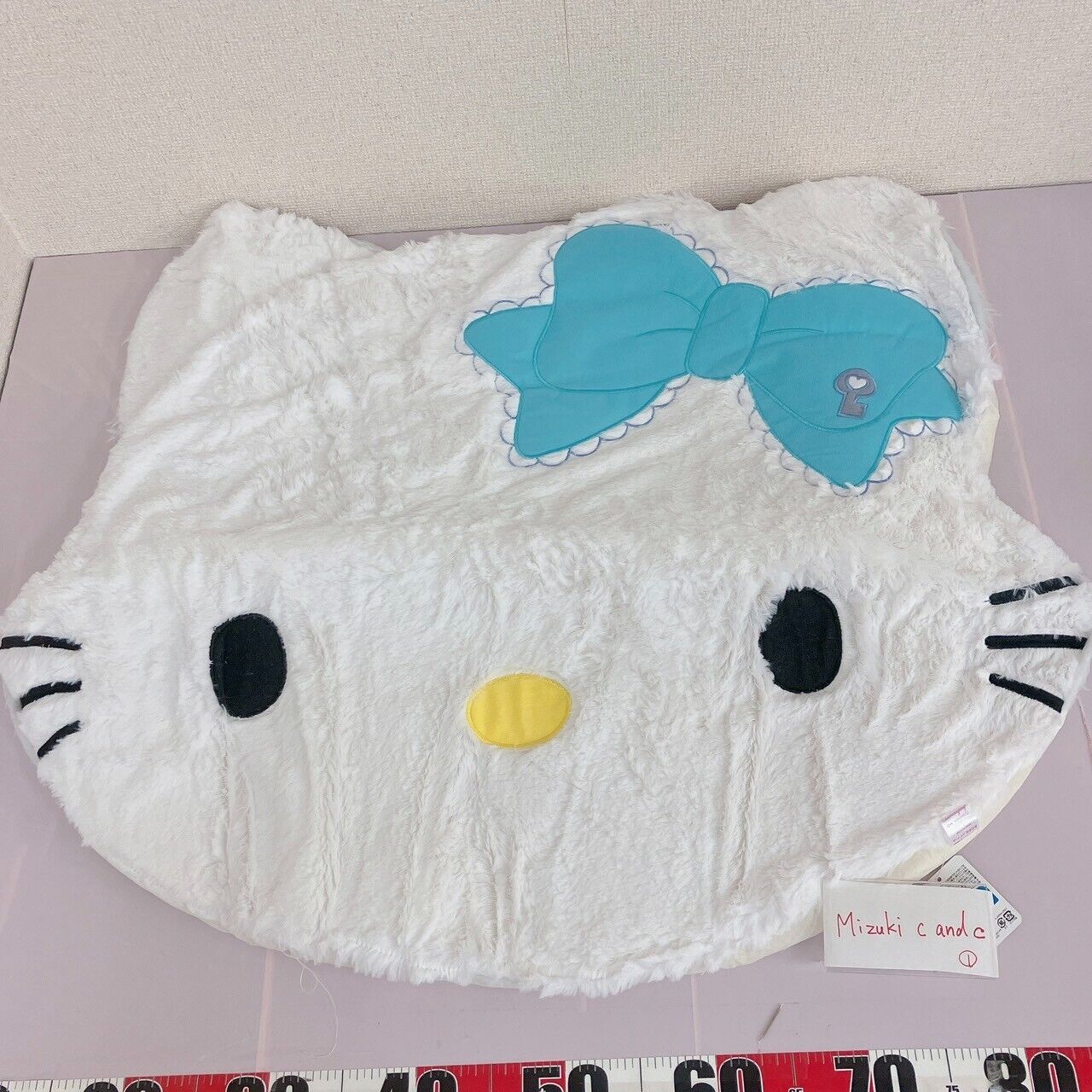 Sanrio Charmmy Charmy Kitty Room Mat Rug White Cat Blue Ribbon Fluffy Face Rare