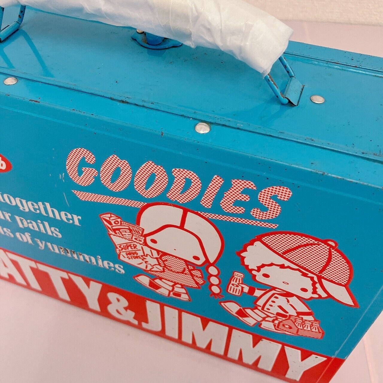 Sanrio Patty & Jimmy Lunch Box Can Trunk Blue Red Boy Girl Kawaii Character Rare