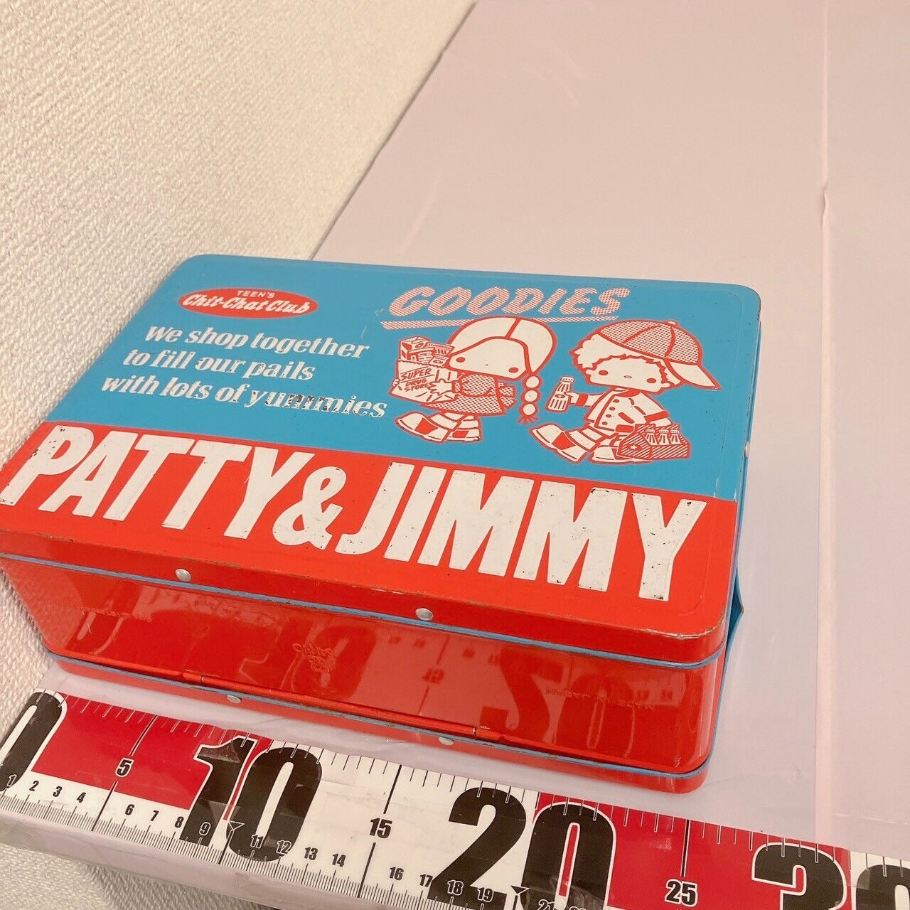 Sanrio Patty & Jimmy Lunch Box Can Trunk Blue Red Boy Girl Kawaii Character Rare