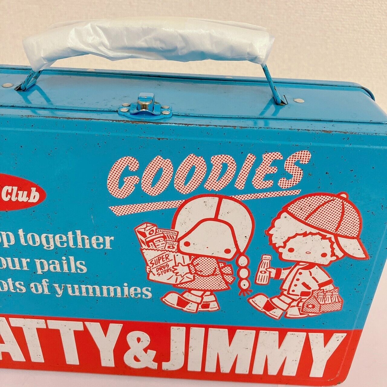 Sanrio Patty & Jimmy Lunch Box Can Trunk Blue Red Boy Girl Kawaii Character Rare