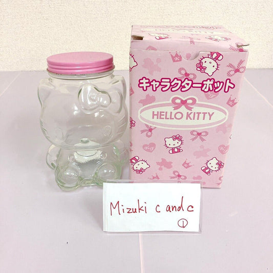 Sanrio Hello Kitty Candy Pot Canister Case Box Bottle Cat Pink Soda Glass Rare