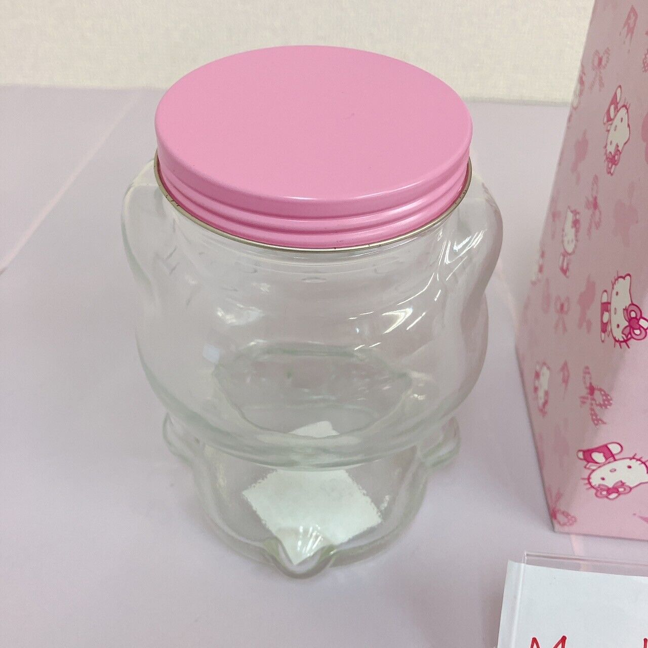 Sanrio Hello Kitty Candy Pot Canister Case Box Bottle Cat Pink Soda Glass Rare