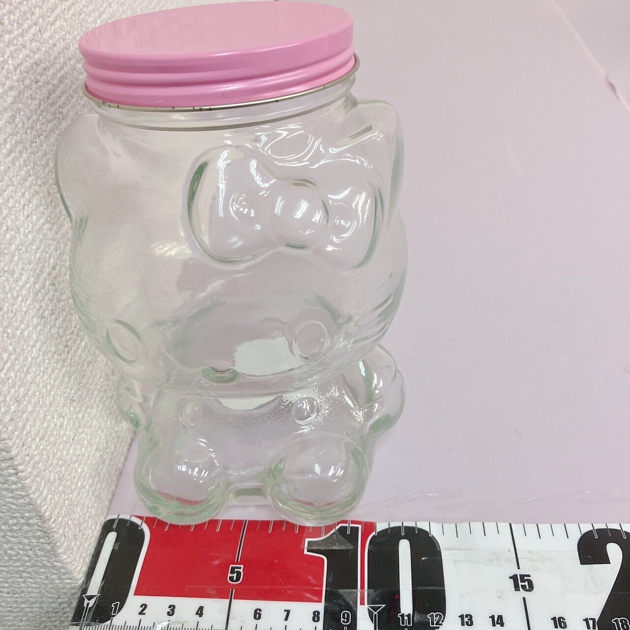 Sanrio Hello Kitty Candy Pot Canister Case Box Bottle Cat Pink Soda Glass Rare