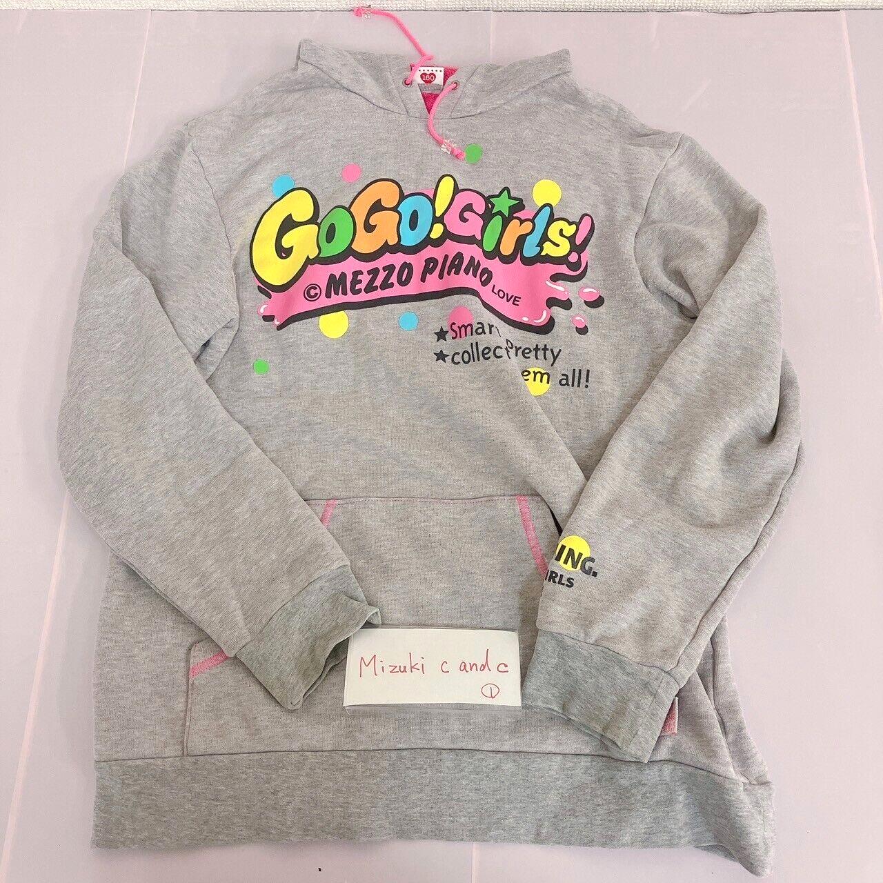 Mezzo Piano Long Sleeve Hoodie 160cm Gray Go Girls Hood Tops Clothing Kawaii