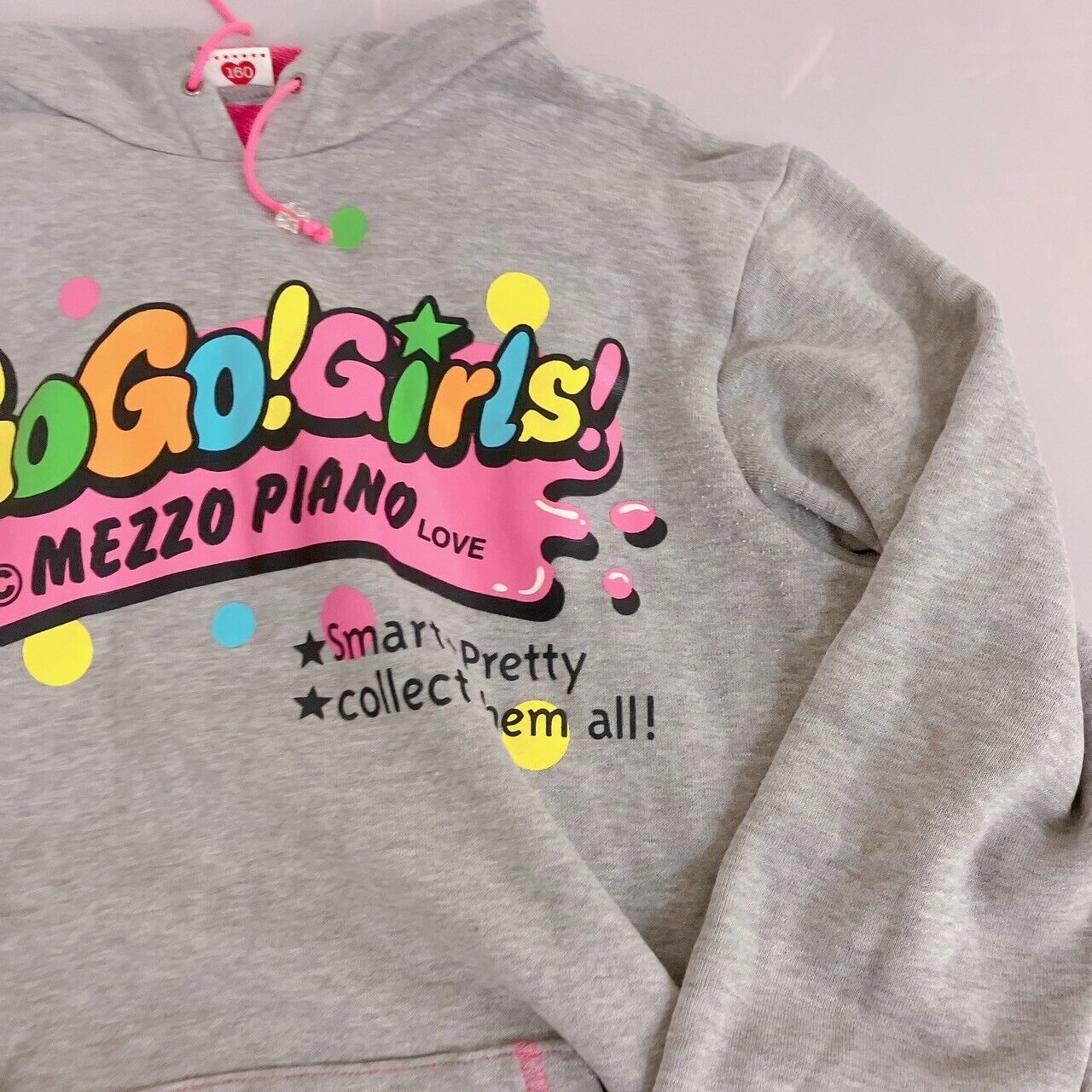 Mezzo Piano Long Sleeve Hoodie 160cm Gray Go Girls Hood Tops Clothing Kawaii