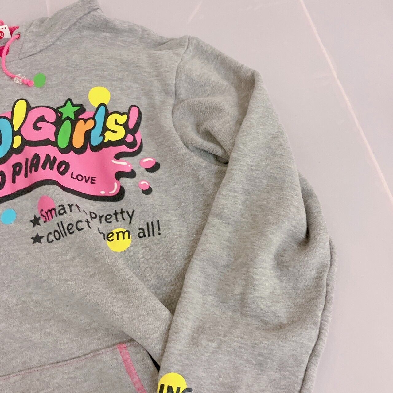 Mezzo Piano Long Sleeve Hoodie 160cm Gray Go Girls Hood Tops Clothing Kawaii