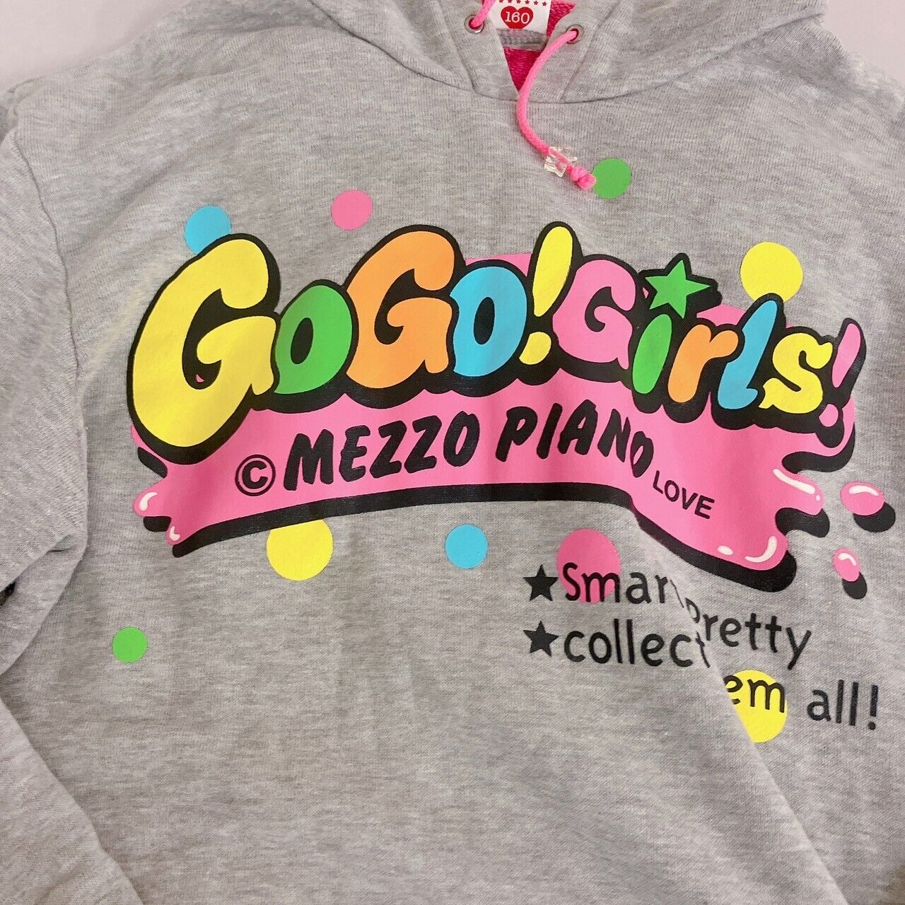 Mezzo Piano Long Sleeve Hoodie 160cm Gray Go Girls Hood Tops Clothing Kawaii