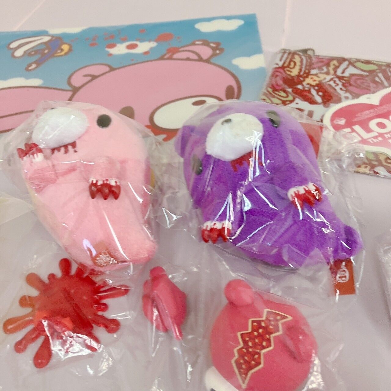 TaiTo Gloomy Bloody Bear Mascot Plush Clear File Set Ghost Pink Yellow Arm Red