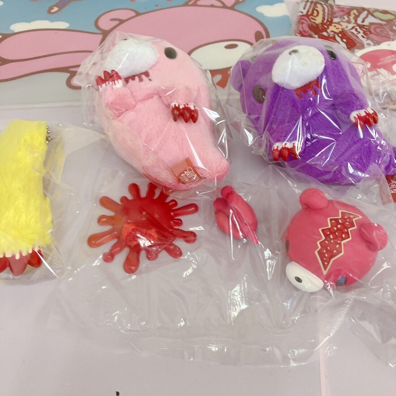 TaiTo Gloomy Bloody Bear Mascot Plush Clear File Set Ghost Pink Yellow Arm Red