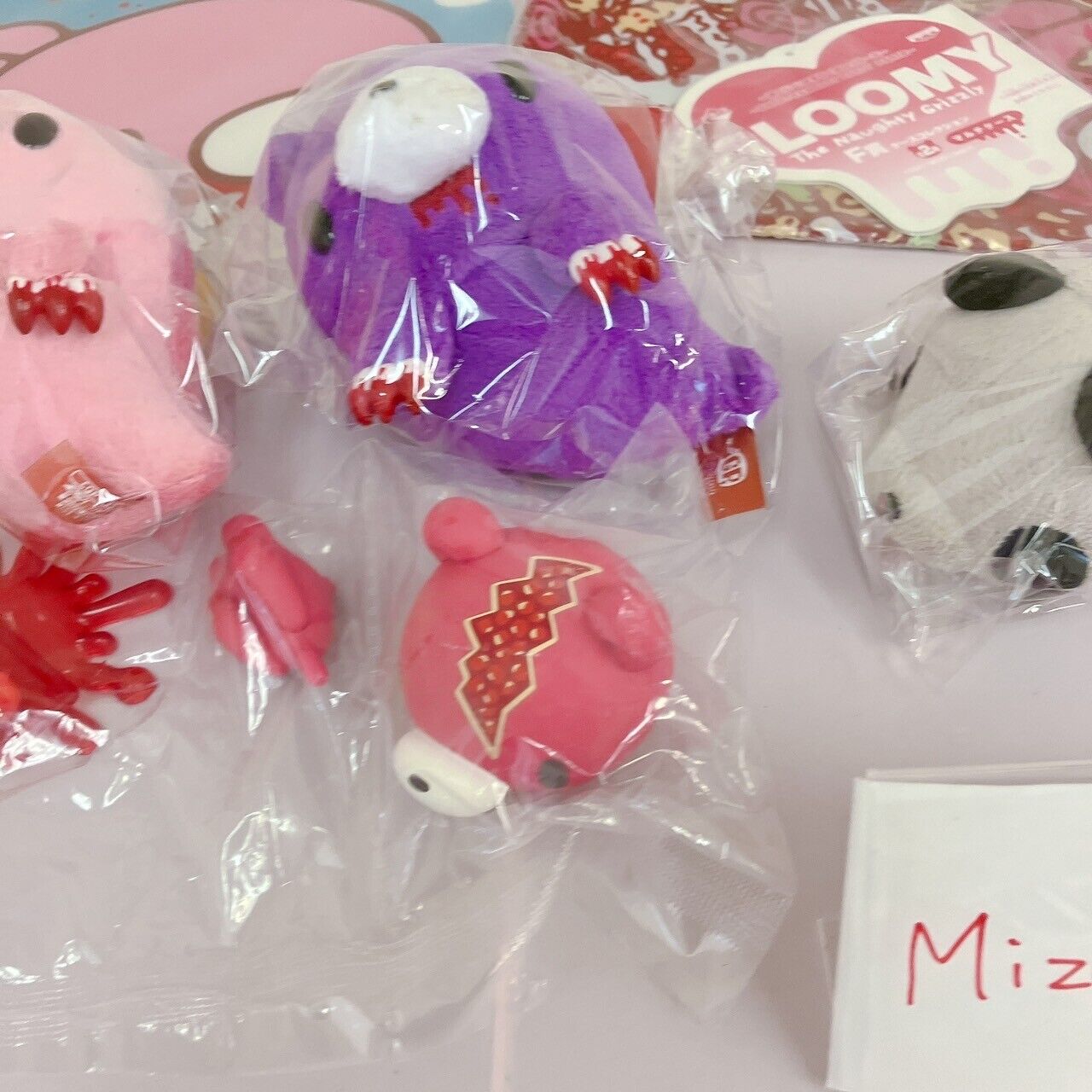 TaiTo Gloomy Bloody Bear Mascot Plush Clear File Set Ghost Pink Yellow Arm Red