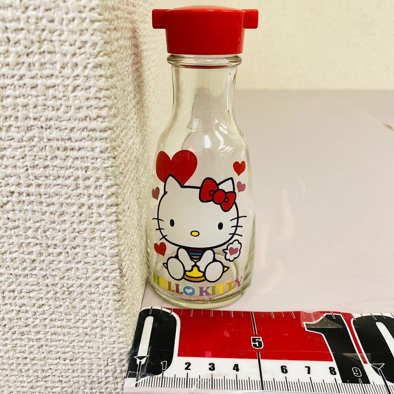 Sanrio Hello Kitty Soy Sauce Bottle Holder Red Cat Glass Kawaii Character Rare