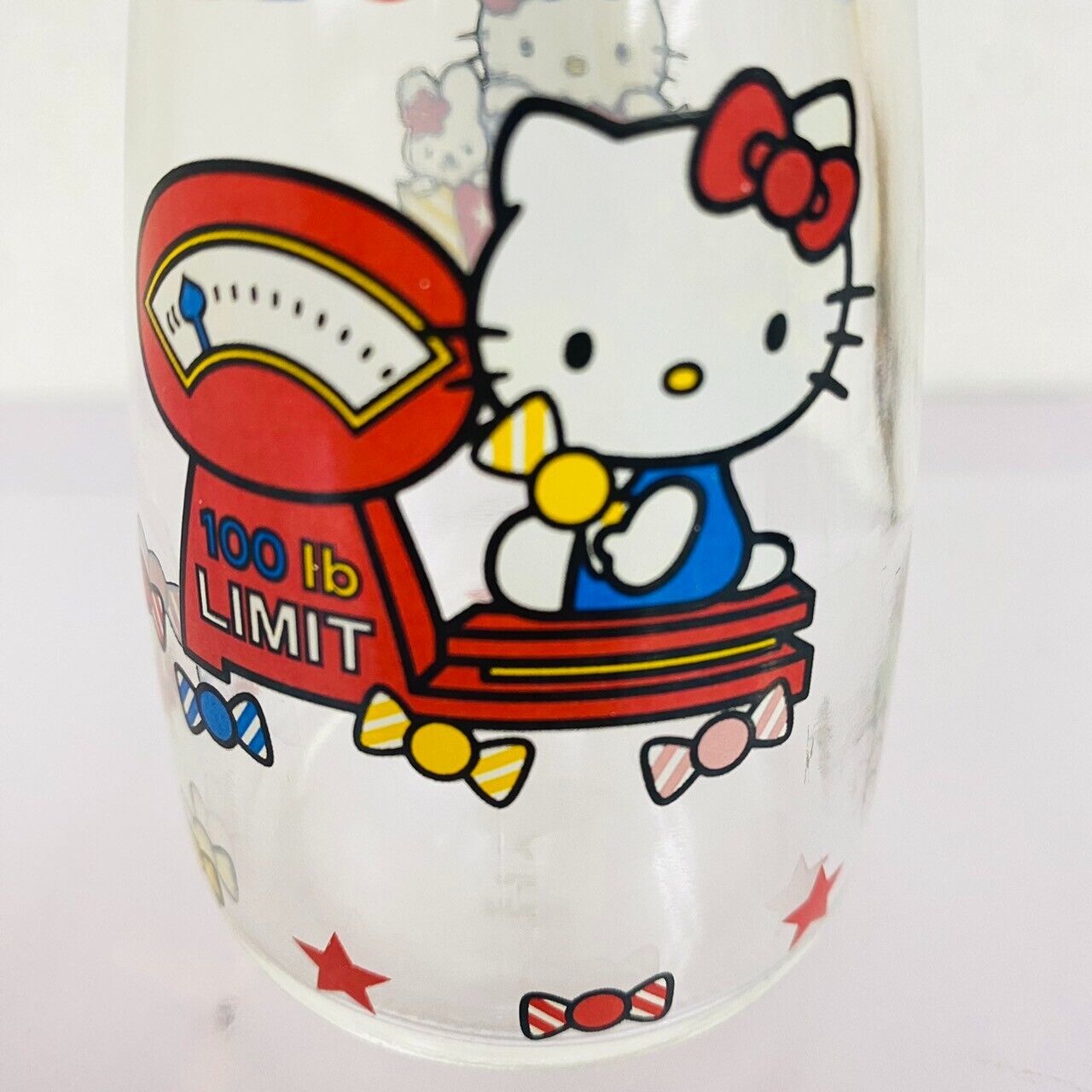 Sanrio Hello Kitty Soy Sauce Bottle Holder Red Cat Glass Weight Scale Candy Rare