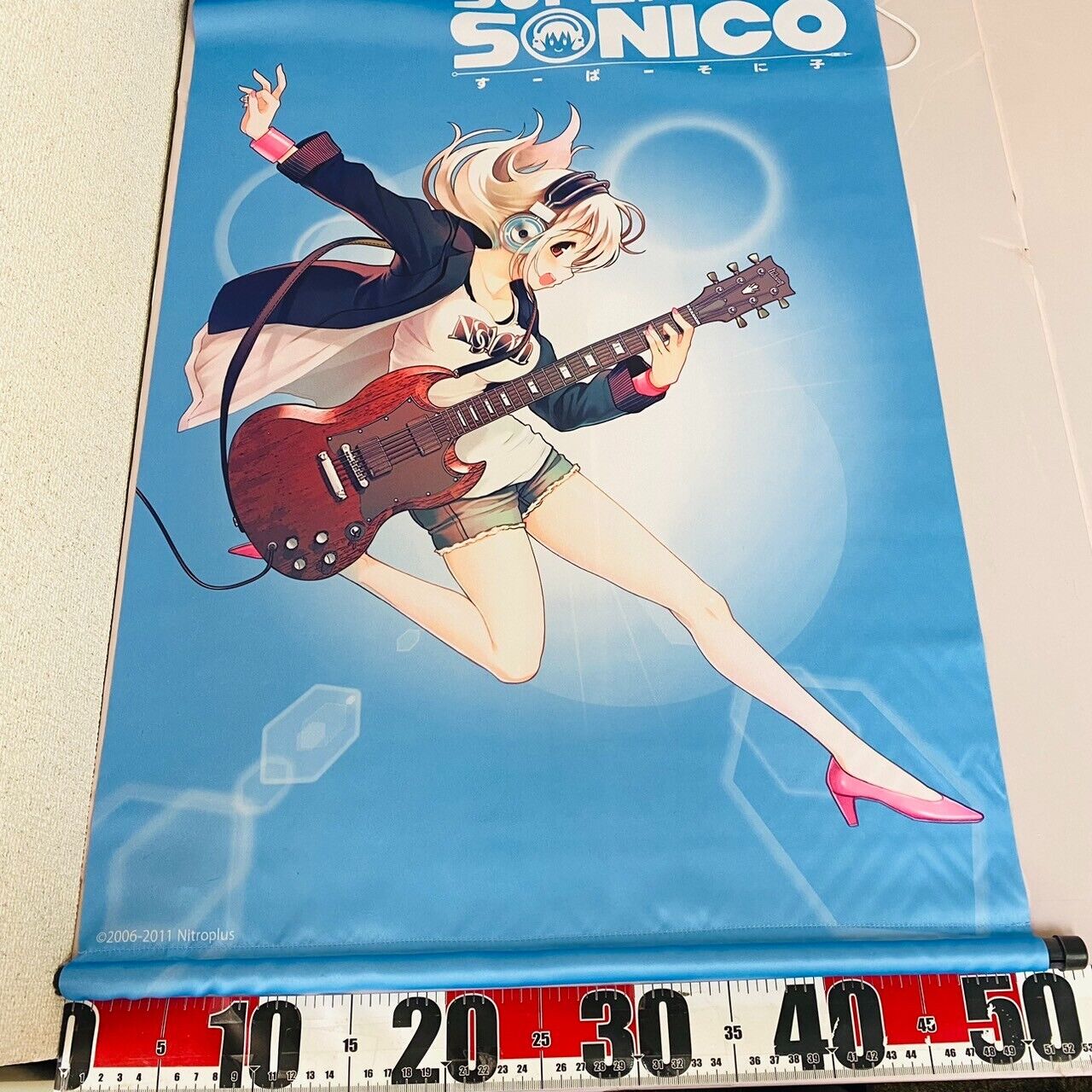 Super Sonico Tapestry Blue Headphone Guitar Music Kawaii Girl Anime Manga Rare