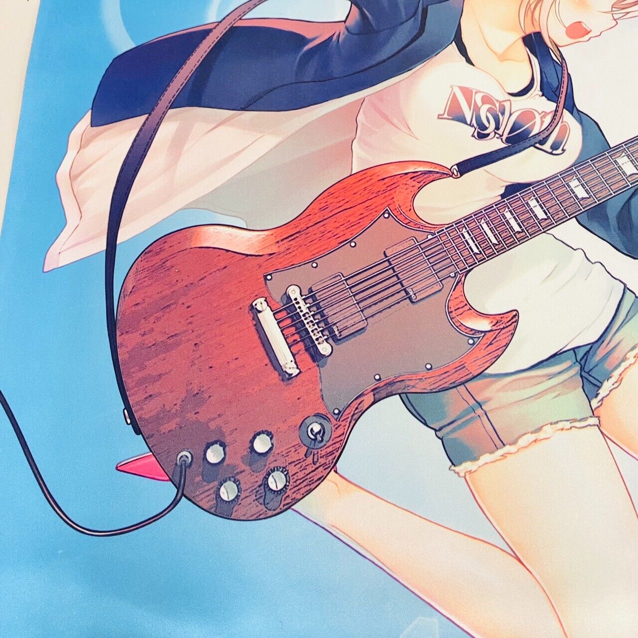 Super Sonico Tapestry Blue Headphone Guitar Music Kawaii Girl Anime Manga Rare