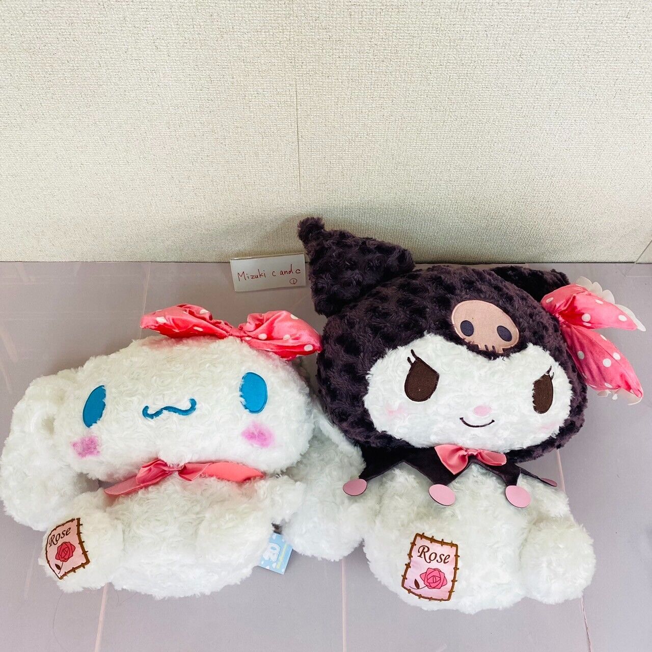 Sanrio Cinnamoroll My Melody Kuromi Big Plush Set 2 Rose Ribbon Soft Stuffed Toy