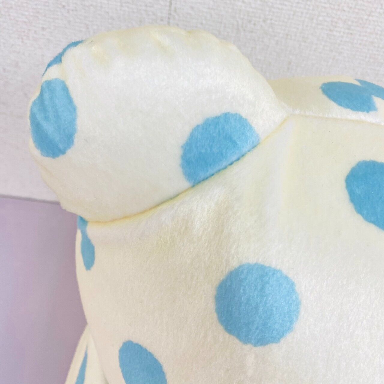 Sanrio Marumofu Biyori Mop Plush Bear White LightBlue Dot Soft Stuffed Toy Big