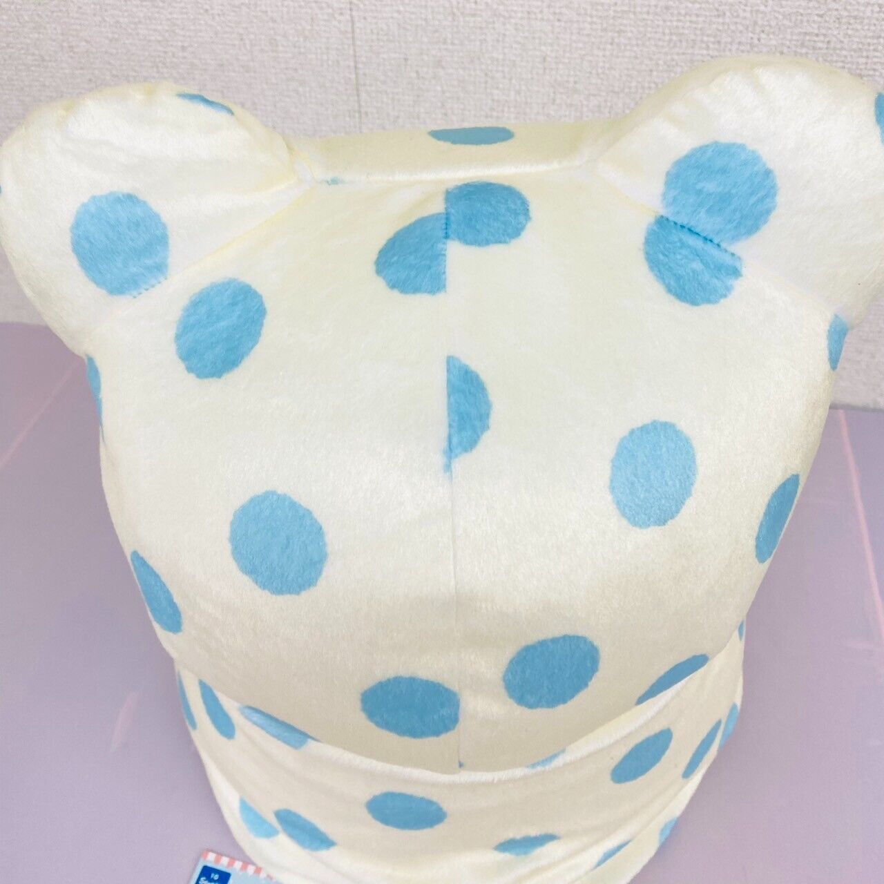 Sanrio Marumofu Biyori Mop Plush Bear White LightBlue Dot Soft Stuffed Toy Big