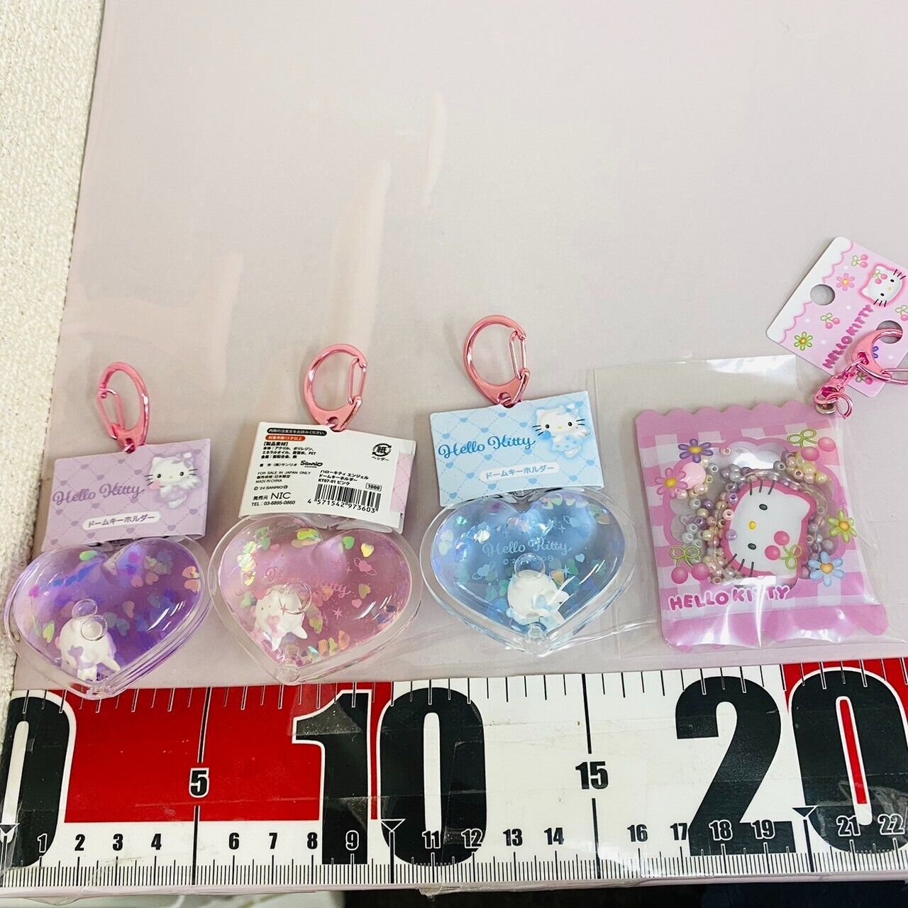 Sanrio Hello Kitty Dome Key Ring Charm Set 4 2024 Spring Collection Heart Cherry