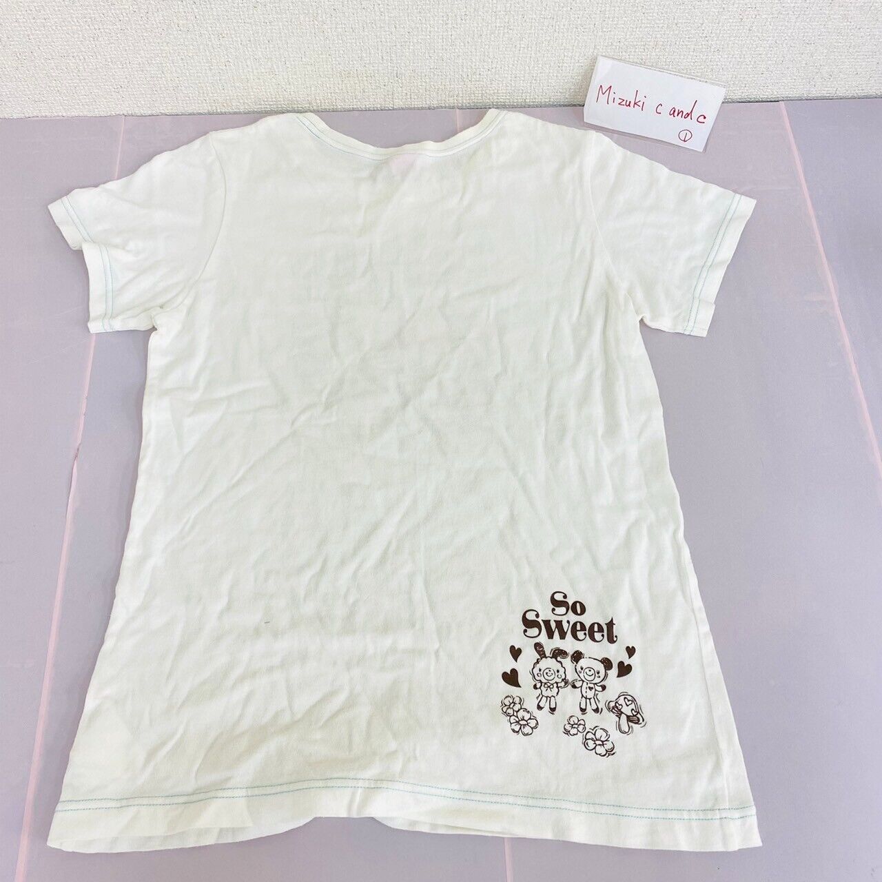 Mezzo Piano T-shirt Tops 160cm White Love Rabbit Sweet Clothing Short Sleeve