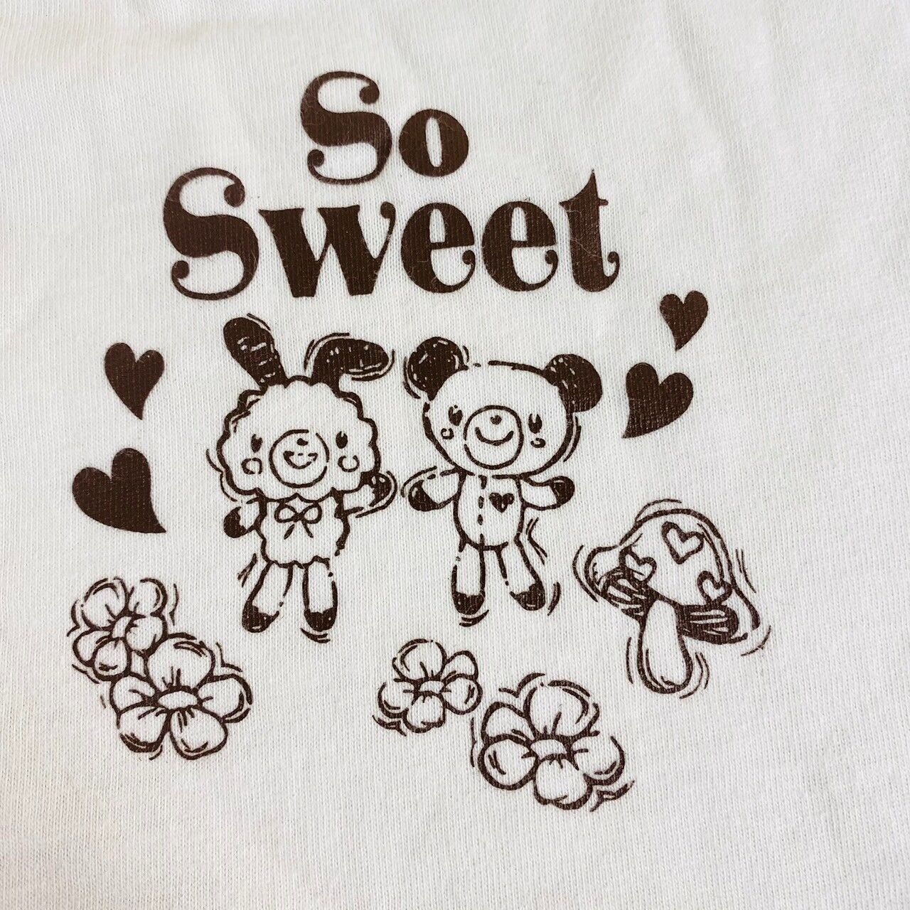 Mezzo Piano T-shirt Tops 160cm White Love Rabbit Sweet Clothing Short Sleeve