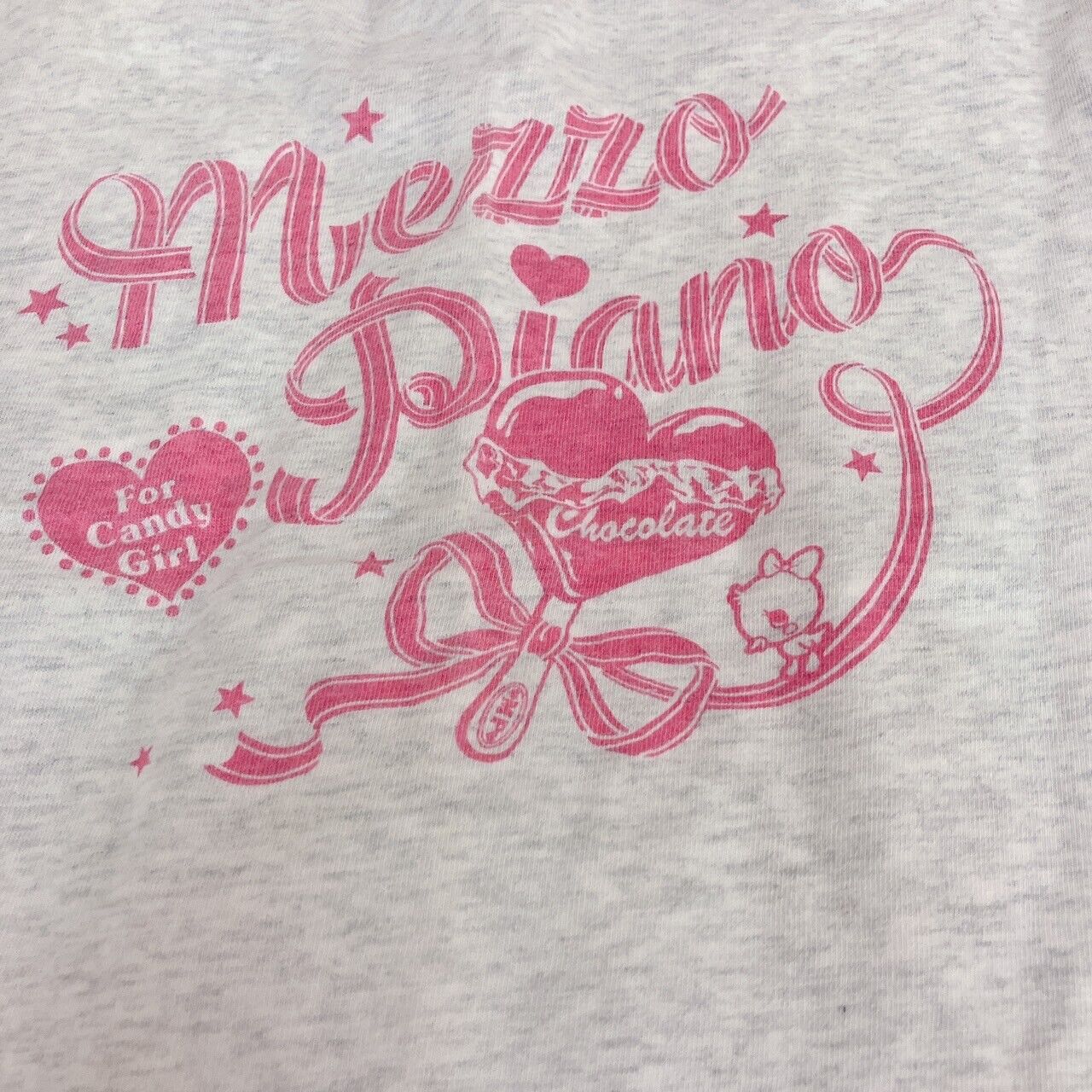 Mezzo Piano T-shirt Tops 160cm L Heart Chocolate White Ribbon Blue Dot Lovely