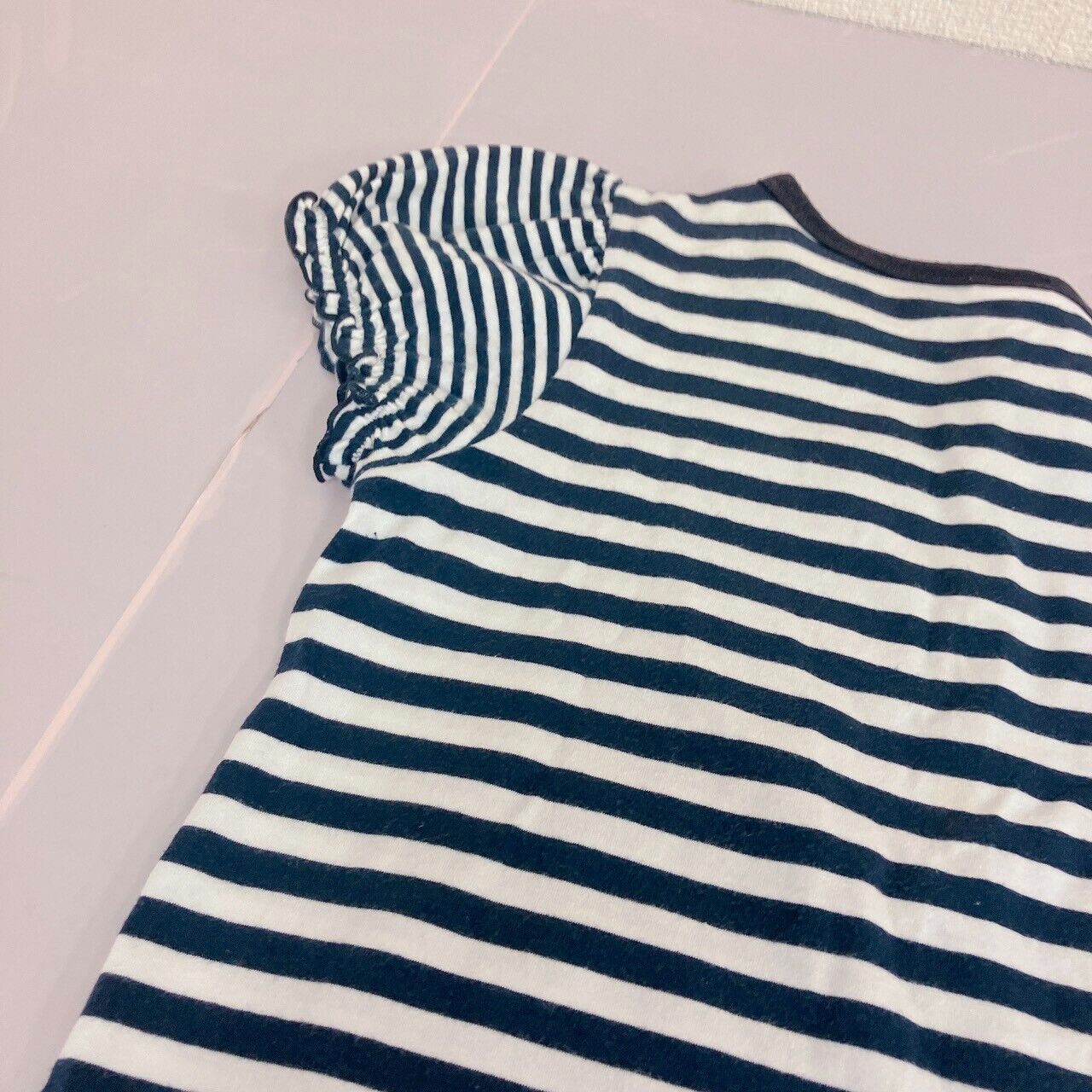 Mezzo Piano Short Sleeve T-shirt 160cm Striped Black White Heart Tops Kawaii