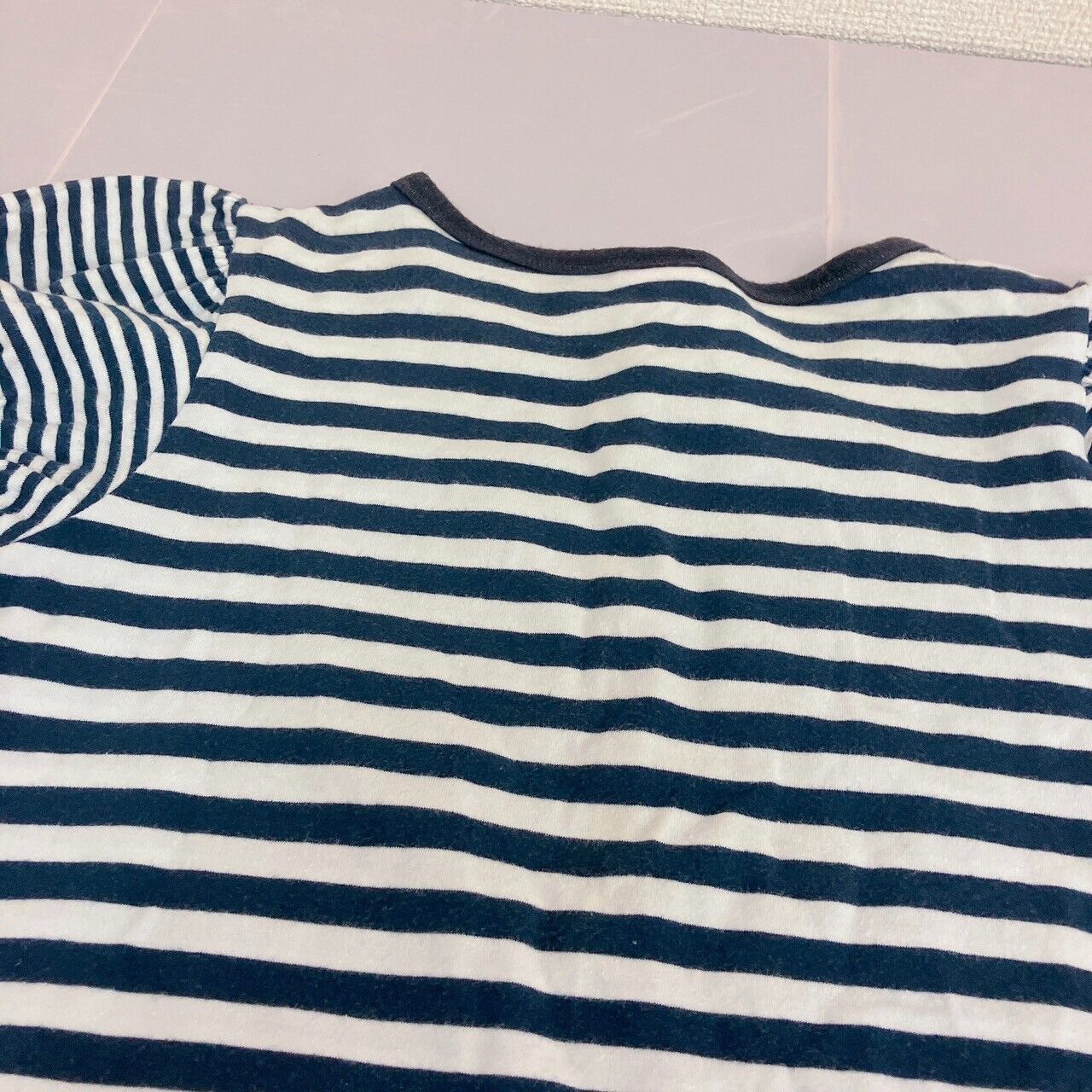 Mezzo Piano Short Sleeve T-shirt 160cm Striped Black White Heart Tops Kawaii